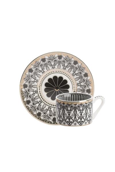 Kosova Siyah Desenli Tek Kişilik Çay Fincanı