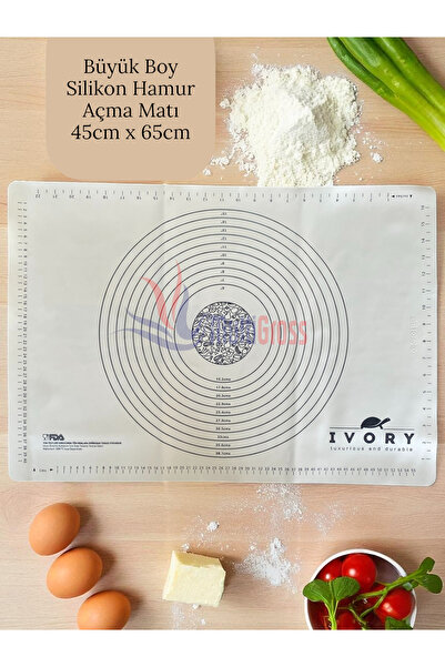 Multiamo بساط لف العجين من السيليكون مقاس كبير مقاس 65 × 45 سم كريمي