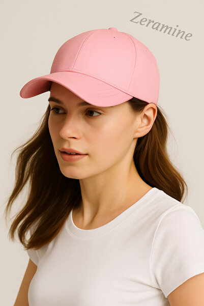 ZERAMİNE قبعة مسطحة وردية للجنسين موديل 100% قطن فيلكرو قابل للتعديل للنساء و...