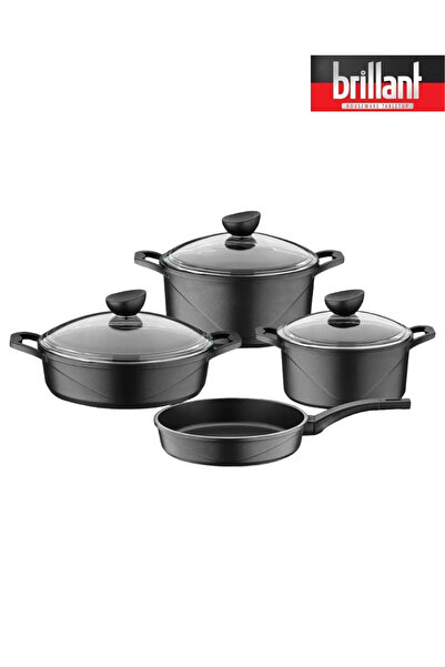 Brillant Set of Pots Cast Granite Finish 7 Pieces