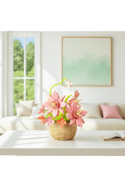 world of flowers Mini Pembe Bahar Sepeti – DIY 3D Yapboz Blok Seti | 155 Parç...
