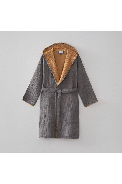 Ecocotton Жіночий халат Muna 100% органічна бавовна Inject Антрацит-Шафран