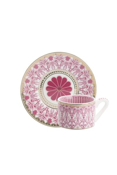 Kosova Fuşya Desenli Tek Kişilik Çay Fincanı