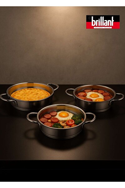 Brillant Omelette Egg Pan Steel Pot Set 16/18/20 cm 6 Piece Thick Bottom Pot Set