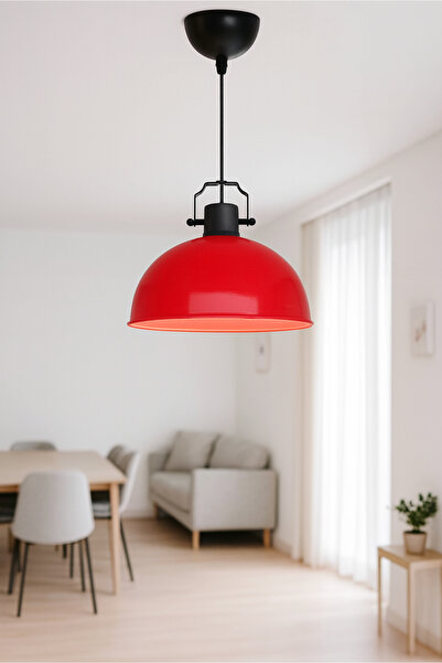 HOMİNG Kırmızı Swiss Retro Metal Sarkıt Kafe Restoran Mutfak Antre Lamba Kuaf...