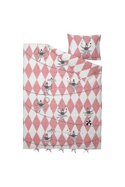 IKEA Tek Kişilik Çocuk Nevresim Takımı Desenli 150x200/50x60 cm Çift Taraflı MeridyenDukkan Pembe-Beyaz
