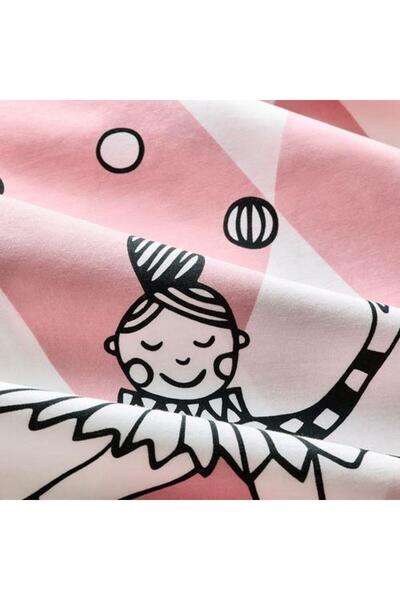 IKEA Tek Kişilik Çocuk Nevresim Takımı Desenli 150x200/50x60 cm Çift Taraflı MeridyenDukkan Pembe-Beyaz