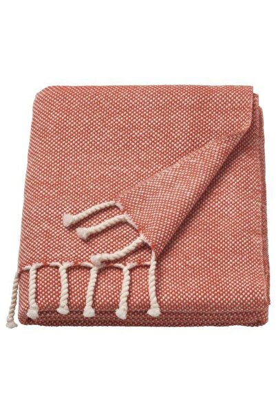 IKEA Tv Battaniyesi Tek Kişilik Örtü %100 Yün 130x170 cm Turuncu-Beyaz Renk K...