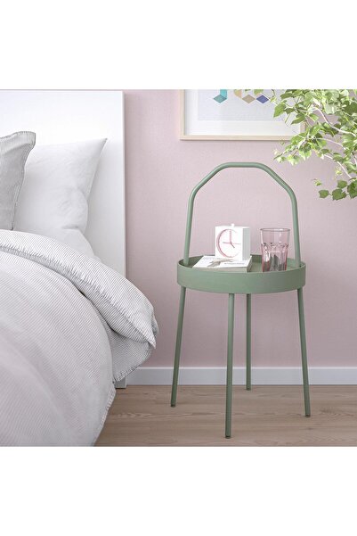 IKEA Kulplu Sehpa Su Yeşili Renk 38 cm Metal-Taşınabilir Sehpa