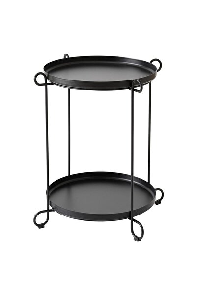 IKEA 2 Katlı Tepsili Sehpa 50x54 cm Siyah Renk Metal