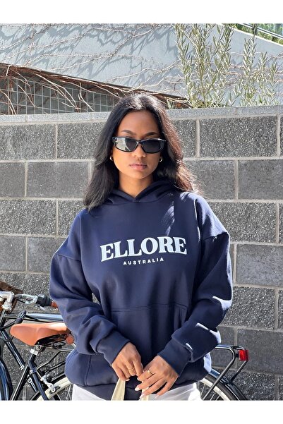 CLAYES سويت شيرت نسائي كبير الحجم باللون الأزرق الداكن من Ellore