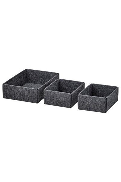 IKEA 3 Adet Kutu Seti Gri Renk Çekmece İçi Düzenleme Kutusu Organizer