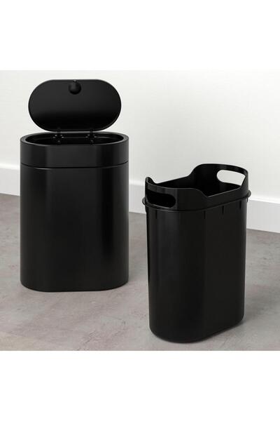 IKEA Touch Trash Can Gray, 4 Lt, Stainless Steel Meridyendukkan Black