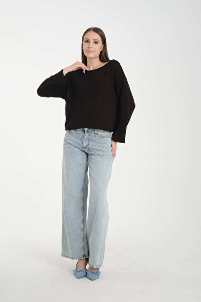 İLKCET MODA Pulover de damă oversize cu umăr jos