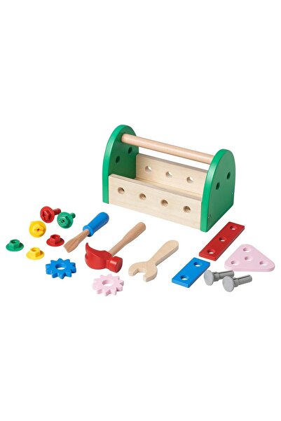 IKEA 13 Parça Çocuk Oyuncak Alet Takımı Çok Renkli, Masif Kayın