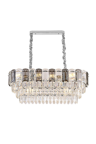 Apliqa Colın 80'Lik Yemek Masası Üstü Krom Kaplamalı Kristalli Avize