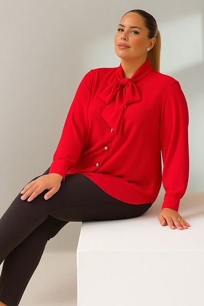 Hanezza Plus Size Jesica Tie Collar Shirt