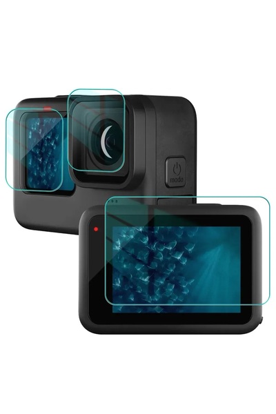 Mettzchrom Gopro 10/11/12 Uyumlu Cam Ekran Koruyucu 3 Parça Ön Arka LCD Ekran...