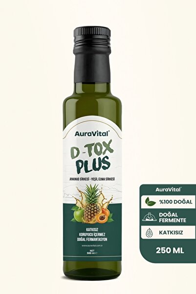 AuraVital Doğal Fermantasyon Detoks Sirkesi Detox Plus Sirke Ananas Sirkesi ve Yeşil Elma Sirkesi