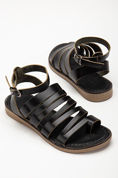 MaskButik Ecre Genuine Leather Sandals Black