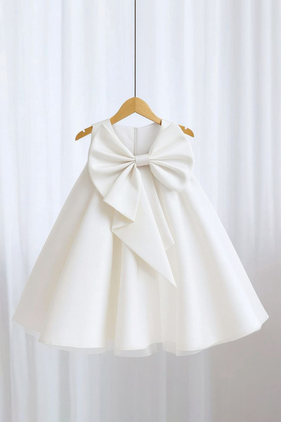 melek golden Girls' Evening Dress Dress Big Bow Detail Special Occasion Party Dress