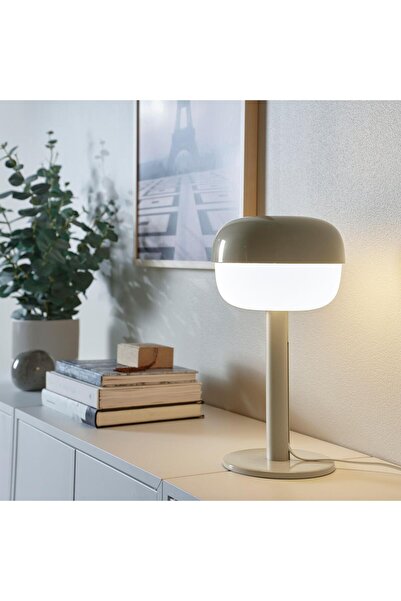 IKEA Abajur 36 cm Masa Lambası, Beyaz-Bej Renk Oda Aydınlatmaları-Abajur
