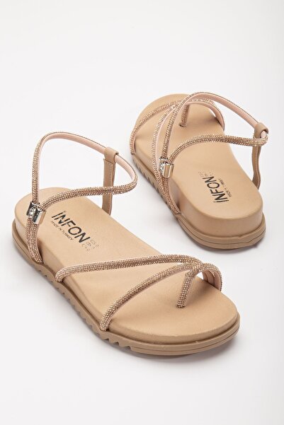 MaskButik Stone Detailed Delfin Sandals - Nude