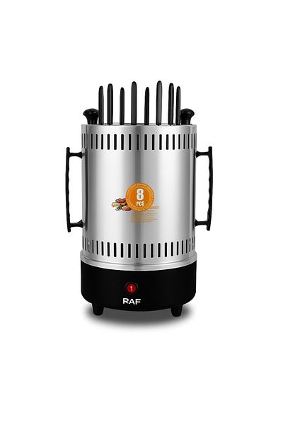 Blasko Gratar Electric Fara Fum 1200W cu 8 Frigarui din Otel Inoxidabil si Rotire Automata