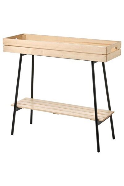 IKEA Çam Çiçeklik Natürel-Siyah Renk 67 cm Saksılık Ev Dekorasyonu