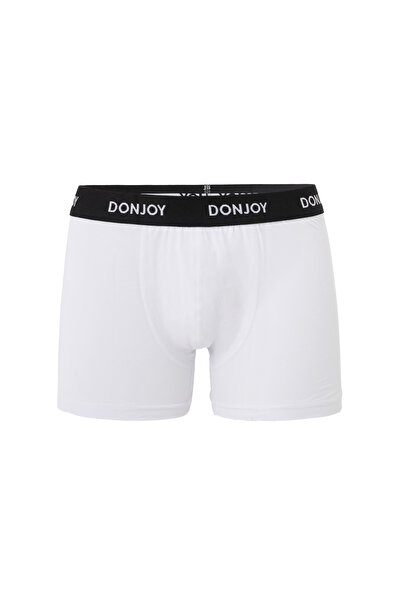 don joy Men's 5-Piece Cotton Lycra Combed Cotton White Boxers with Elastic Waist