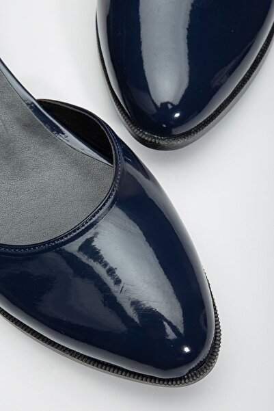 MaskButik Tilda Low Heel Patent Leather Shoes Dark Blue