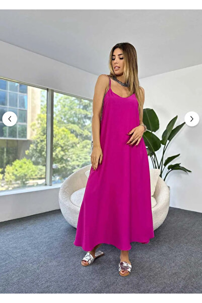 SAVAGEDOTH Kadın Aerobin Kumaş Ayarlanabilir Askılı Uzun Mor Elbise