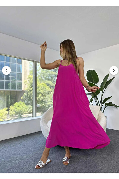 SAVAGEDOTH Kadın Aerobin Kumaş Ayarlanabilir Askılı Uzun Mor Elbise