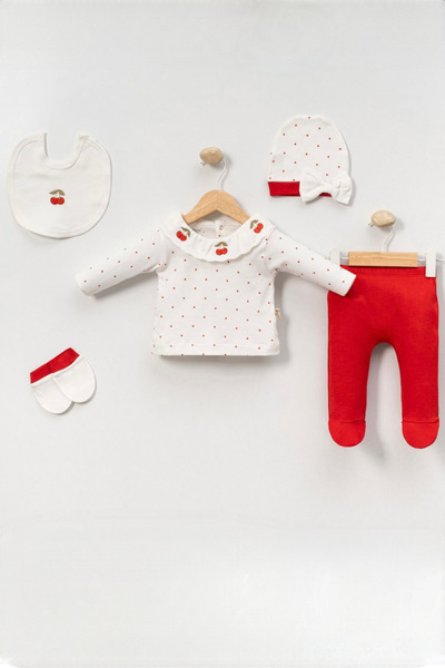 Cherub Baby Cherry Baby Girl Newborn 5 Piece Hospital Release Bodysuit Set