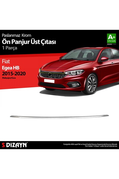 S Dizayn S-Dizayn Fiat Egea HB Krom Ön Panjur Üst Çıtası 2015-2020