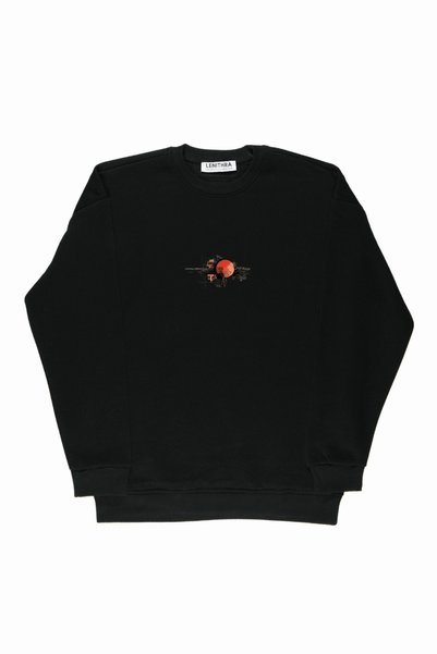 By Caspita Fashion Lenithra City Back Printed Unisex Oversize Black Sweatshirt