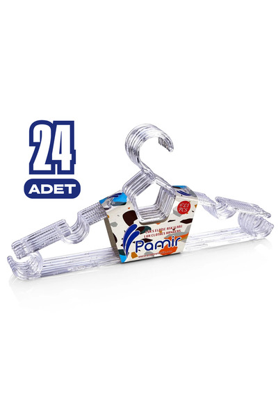 Pamir Plastik 24 Adet Şeffaf Elbise Askısı Kristal Askı