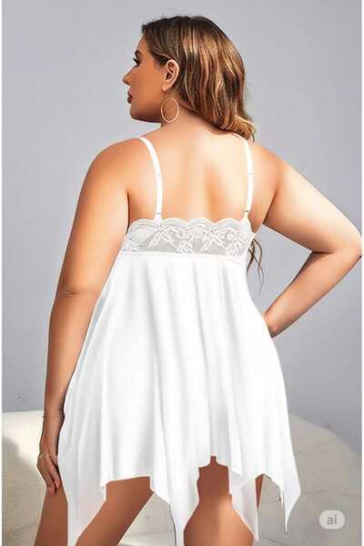 ANWELLA Anvella Plus Size White Nightgown