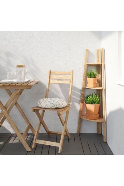 IKEA Ahşap Askholmen Çiçeklik, Açık Kahverengi Lacivert 116 cm