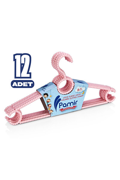 Pamir Plastik 12 Adet Boncuk Çocuk ve Bebek Kıyafet Askısı Elbise Askısı