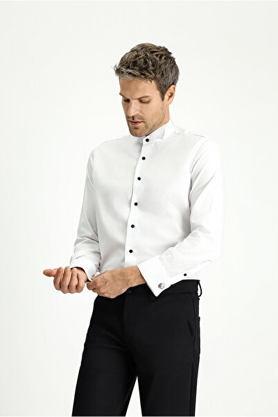 Kiğılı Πουκάμισο Ata Collar Slim Fit Slim Fit Βαμβακερό που σιδερώνει εύκολα