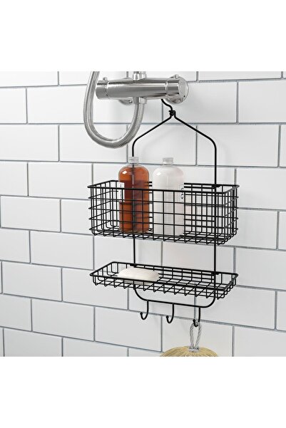 IKEA Coș de duș pentru baie cu 2 niveluri, MeridyenDukkan Culoare neagră 31x5...