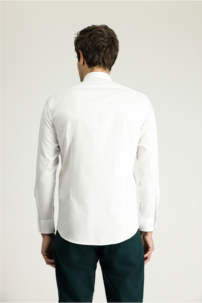 Kiğılı Μακρυμάνικο Slim Fit - Κλασικό πουκάμισο από βαμβακερό σατέν χωρίς σίδηρο