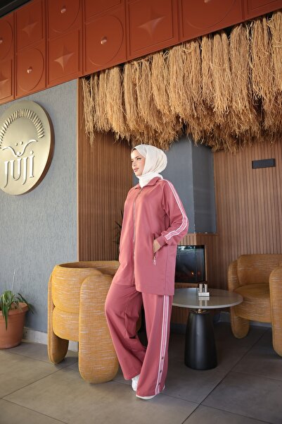 MİMİ Luxury Wear Women's Hijab Tracksuit Set with Zipper & Bottom Top Set