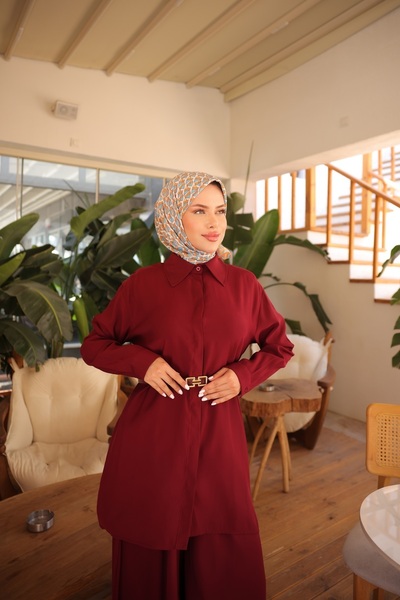 MİMİ Luxury Wear Women's Hijab Tracksuit & Set, Bottom Top Long Suit Button Shirt Pants