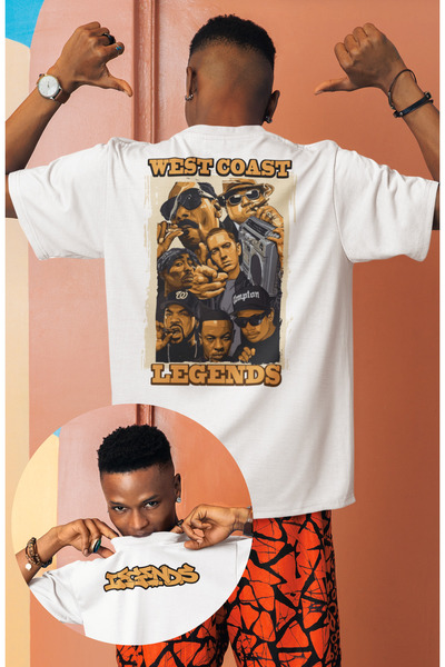 Fuddy Moda Μπλουζάκι Unisex Legend Rappers με στάμπα πίσω μεγάλου μεγέθους - ...