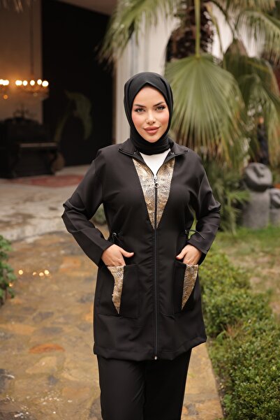 MİMİ Luxury Wear Σετ αθλητικής φόρμας Hijab Σετ Κάτω Τοπ Σετ Διπλό - Τούλι με πέτρα