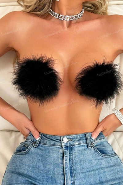 Sofya Passion Fancy Colorful Accessory Feather Nipple Concealer Sexual Play Product, Adhesive, Strapless