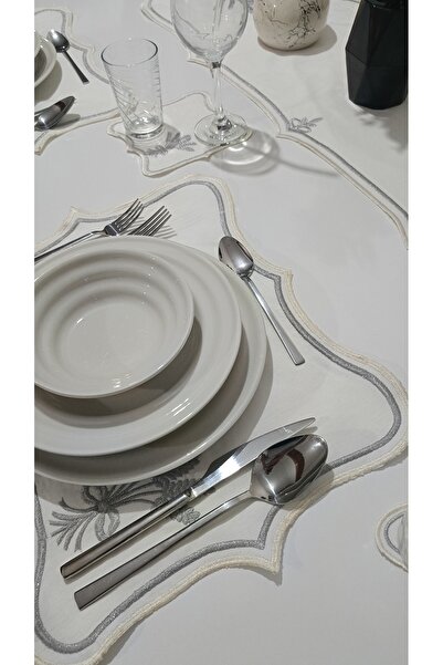 NB Neubella Home Nerina 12 Piece Luxury American Service Presentation Embroidered Cover Set Carefree 12-Person Dowry Linen Set