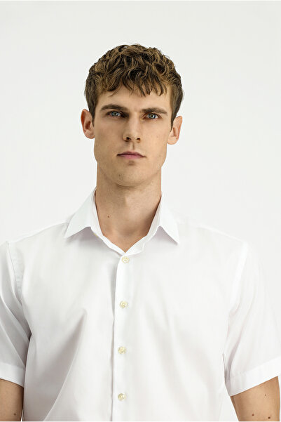 Kiğılı Κοντό μανίκι, κανονική εφαρμογή, βαμβακερό πουκάμισο χωρίς σίδερο